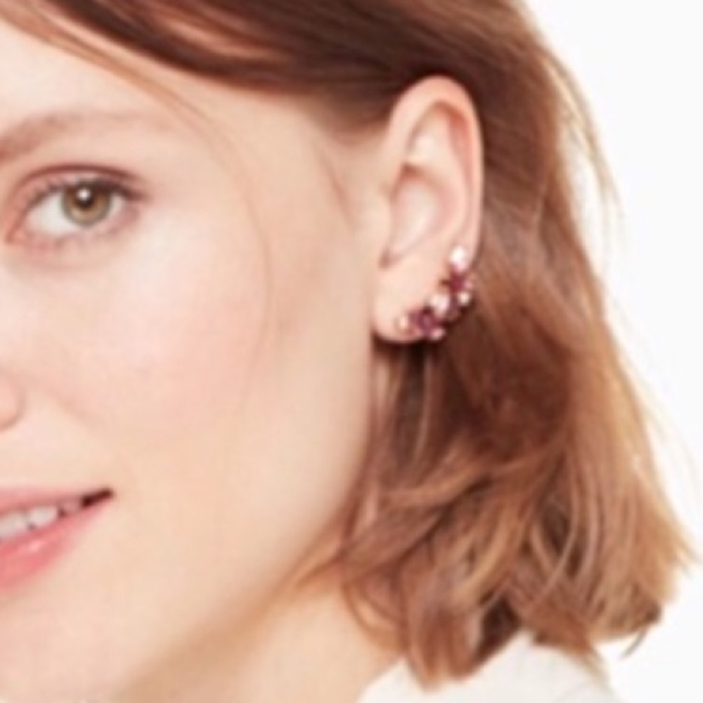 Kate Spade Red & Purple Crystal Cluster Earrings | Holiday Party Ready - Picture 3 of 5